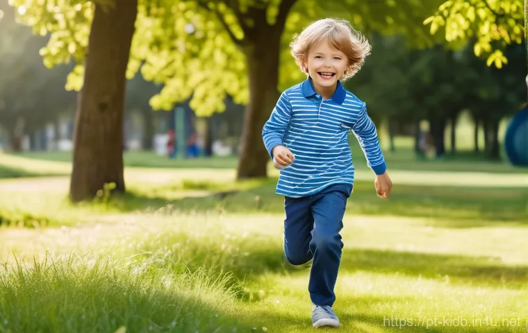 갭키즈의 클래식 디자인 - **Prompt:** A vibrant, full-body shot of two happy children, a girl aged 7 and a boy aged 5, activel...