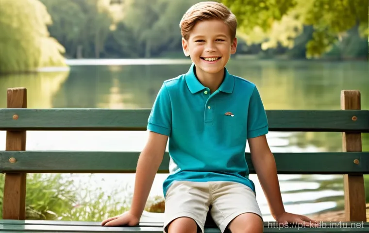 닥스키즈와 빈폴키즈의 차이 - **Beanpole Kids: Urban Adventure Play**
    An energetic boy, about 9 years old, is mid-stride, leap...