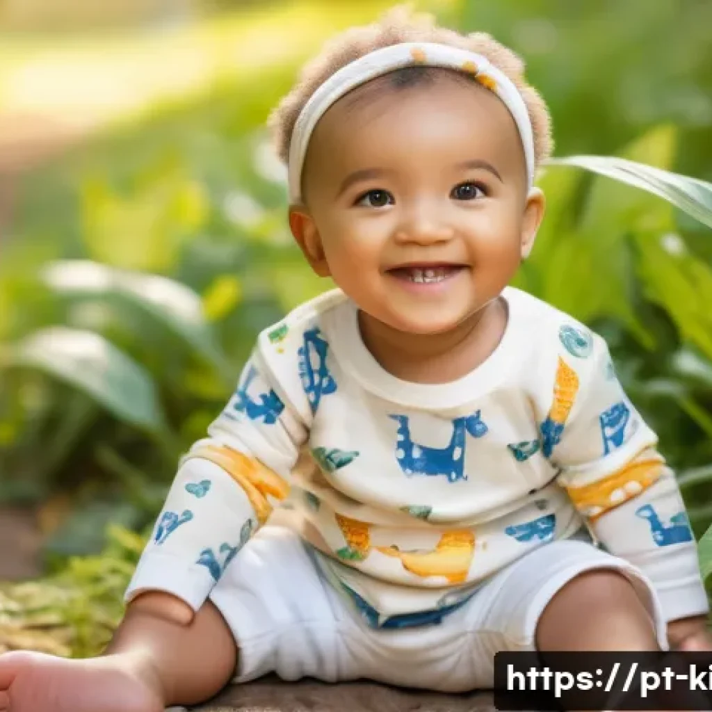 아동복 브랜드 신상 리뷰 - A cheerful toddler wearing adjustable organic cotton clothes with vibrant colors and playful animal ...