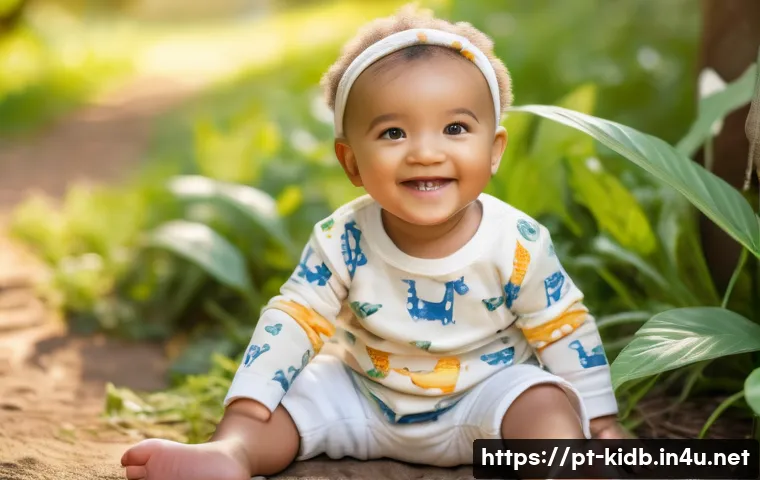 아동복 브랜드 신상 리뷰 - A cheerful toddler wearing adjustable organic cotton clothes with vibrant colors and playful animal ...
