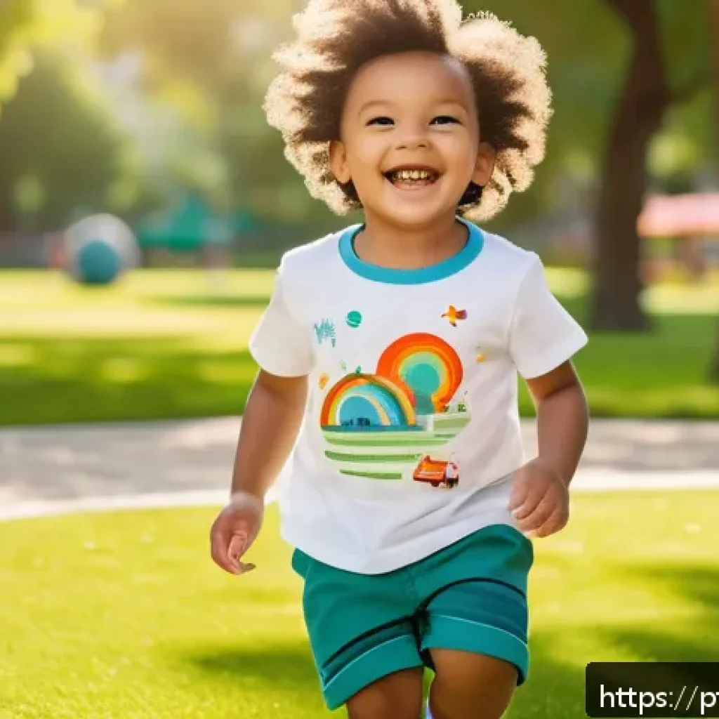 아동 캐릭터 티셔츠 브랜드 - A cheerful young child wearing a short-sleeve cotton t-shirt featuring a licensed character with exc...
