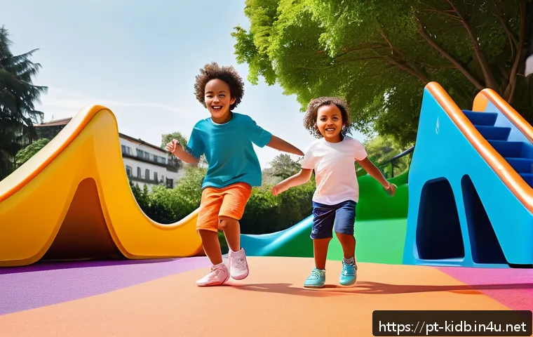 슈펜키즈 아동화 추천 - A vibrant and playful scene featuring a group of children aged 3 to 8 years old wearing colorful Sch...