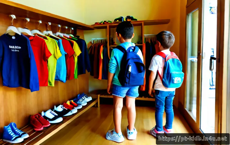 아동 캐주얼 브랜드 소개 - Photorealistic children’s casual clothing boutique in Lisbon, Portugal, neatly arranged colorful cot...